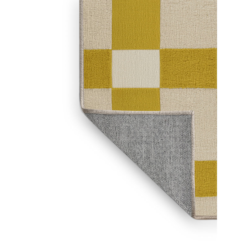 Machine Washable Checkered Brown Area Rug