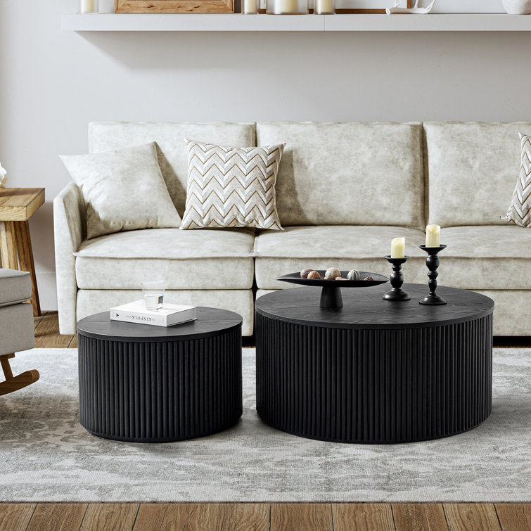 Mikeayla Modern Fluted Coffee Table Set Of 2