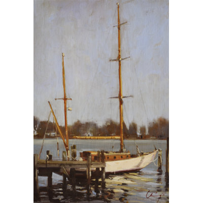 Ivory Falcon At Rest by Chuck Larivey - Wrapped Canvas Painting