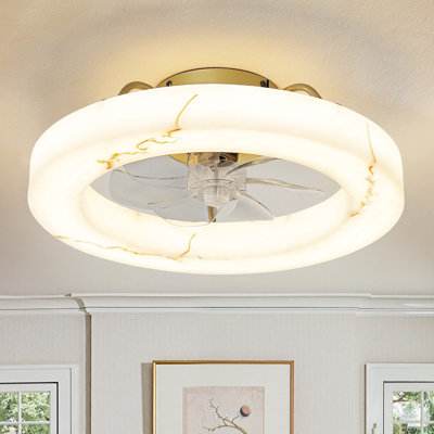 Ventilateur de plafond à intensité variable 19,41 "avec éclairage à DEL et télécommande, moteur à courant continu silencieux pour la chambre à coucher