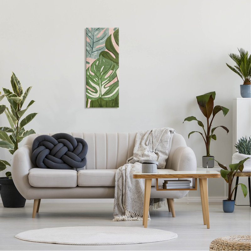 "Varied Monstera Leaf", art mural sur toile par Ziwei Li, L 13 po x H 30 po x P 1,5 po, Toile tendue