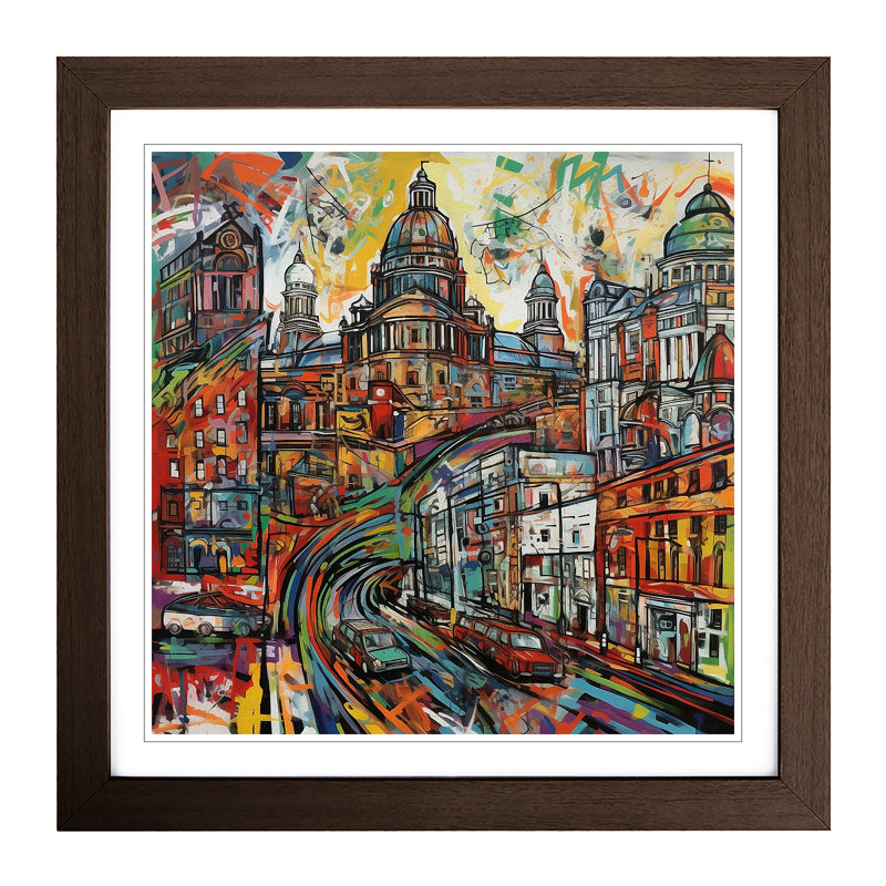 City Of Belfast Expressionism - Framed Print, Walnut