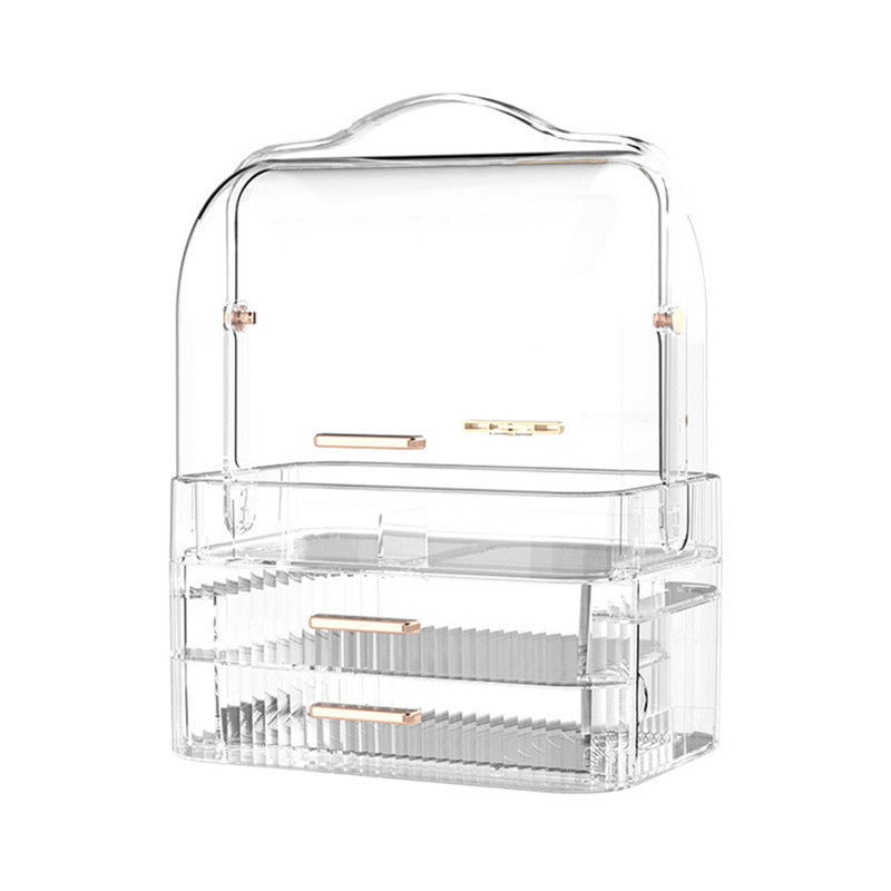 Navasota Plastic 2 Compartment Makeup Organiser, Transparent