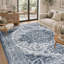Tapis d'intérieur lavable en machine à motif floral bleu vintage, ultra-doux et à poils courts-1244044670
