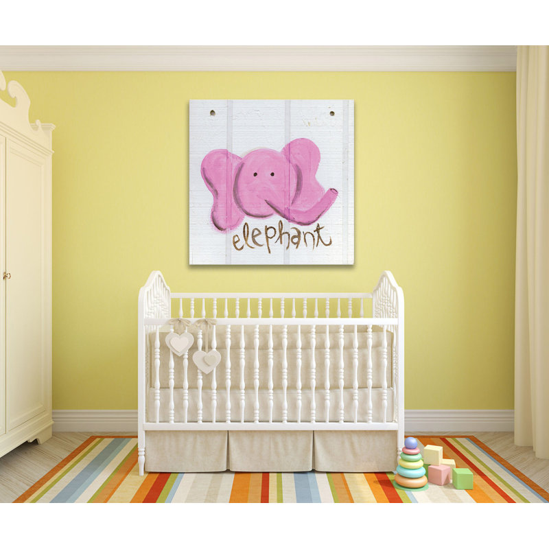 Happy Pink Elephant by Erin Burston - Wrapped Canvas Painting, 76 cm H x 76 cm W x 4 cm D
