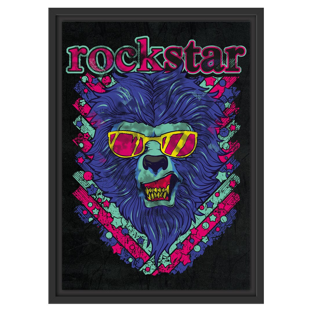 Gerahmtes Wandbild Rockstar-lion black