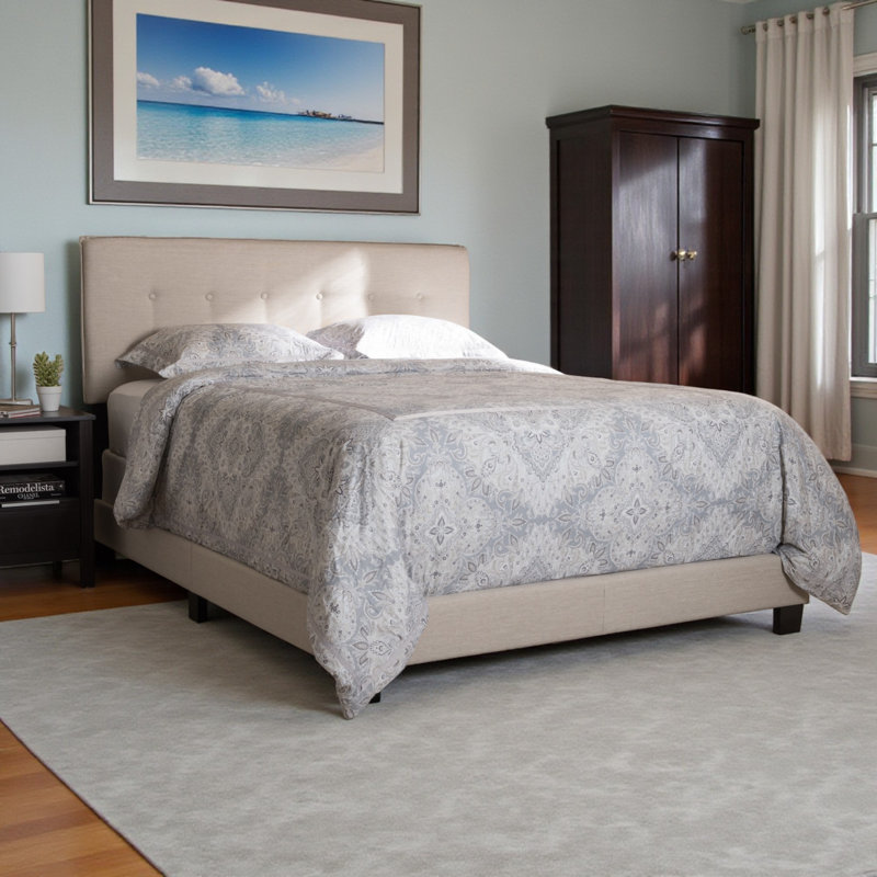 Julian Upholstered Standard Bed, Full, Light Beige