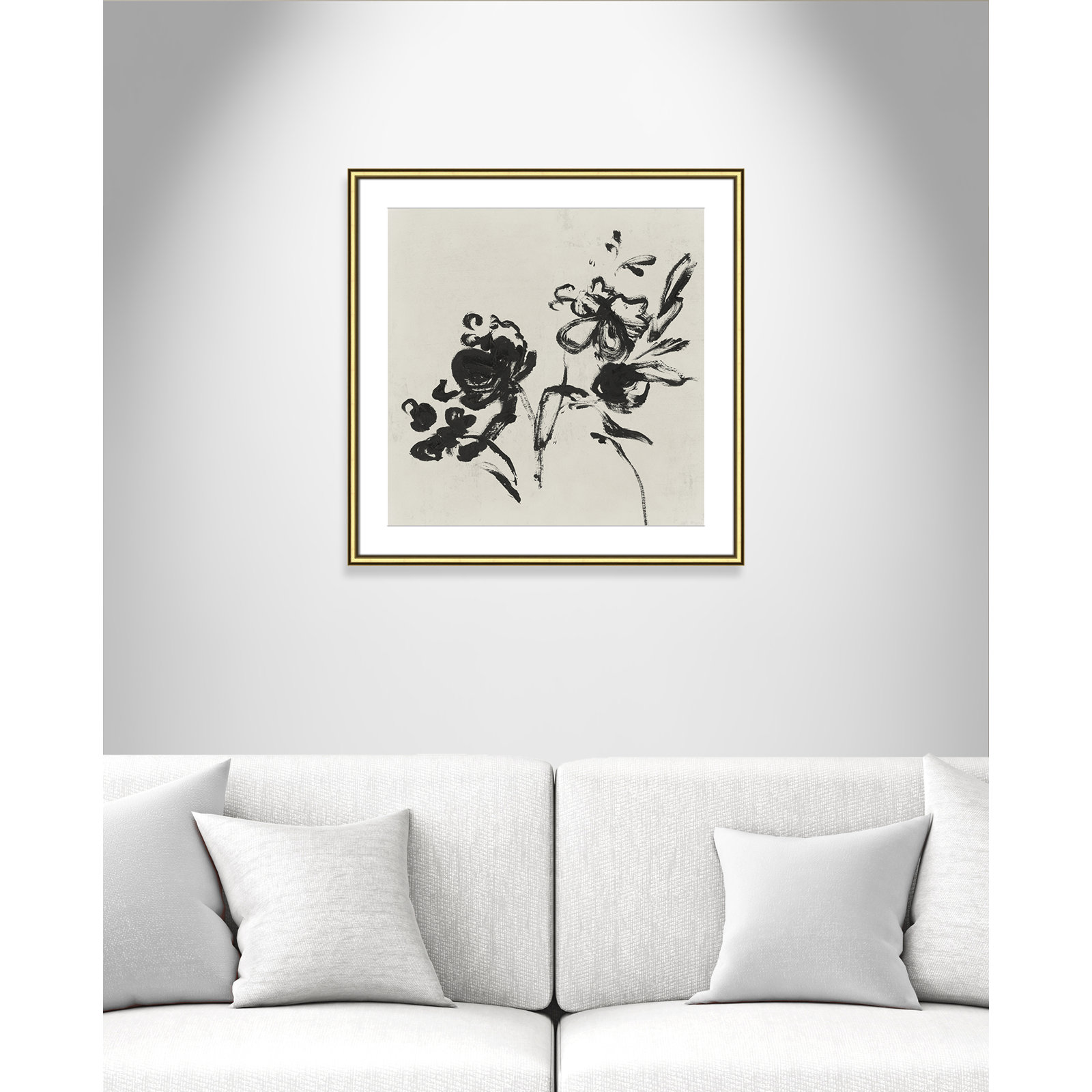Frony "Black Florals I" Painting by Isabelle Z, Gold, 27.5" H x 27.5" W 