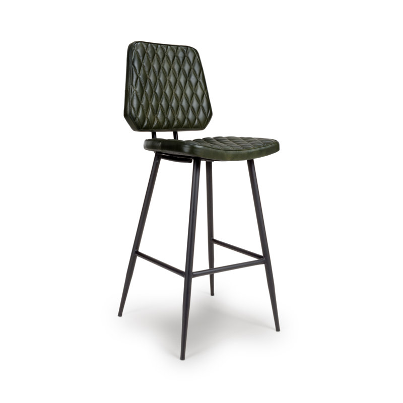 Ehret Upholstered Counter Stool with Metal Frame, Green