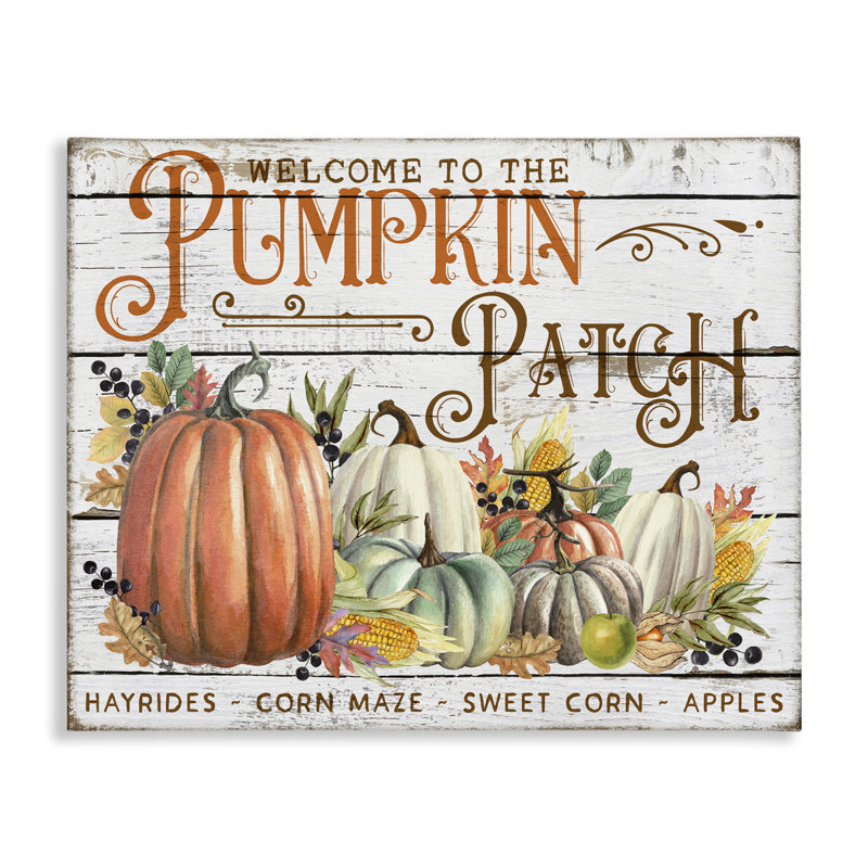 «Welcome Pumpkin Patch», art mural sur toile par Creatif Belle, H 16 po x l 16 po