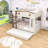Wooden Bunk Bed with Trundle, Hooks and Side Shelves-1385674124-1385674231