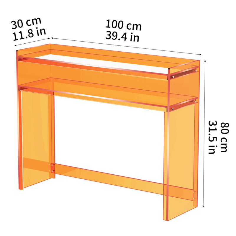 Acrylic Console Table, Orange