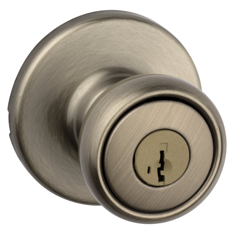 Tylo Keyed Entry Knob featuring SmartKey Security, Antique Brass