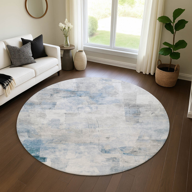 Premium Machine Washable Garett AMF1673 Abstract Rug, Round 8'