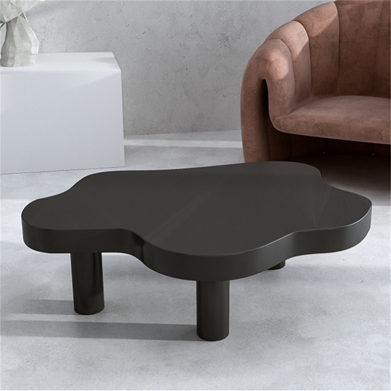 43.3-inch Nordic light luxury three-legged larch solid wood cloud-shaped coffee table, living room side table, all solid wood frame