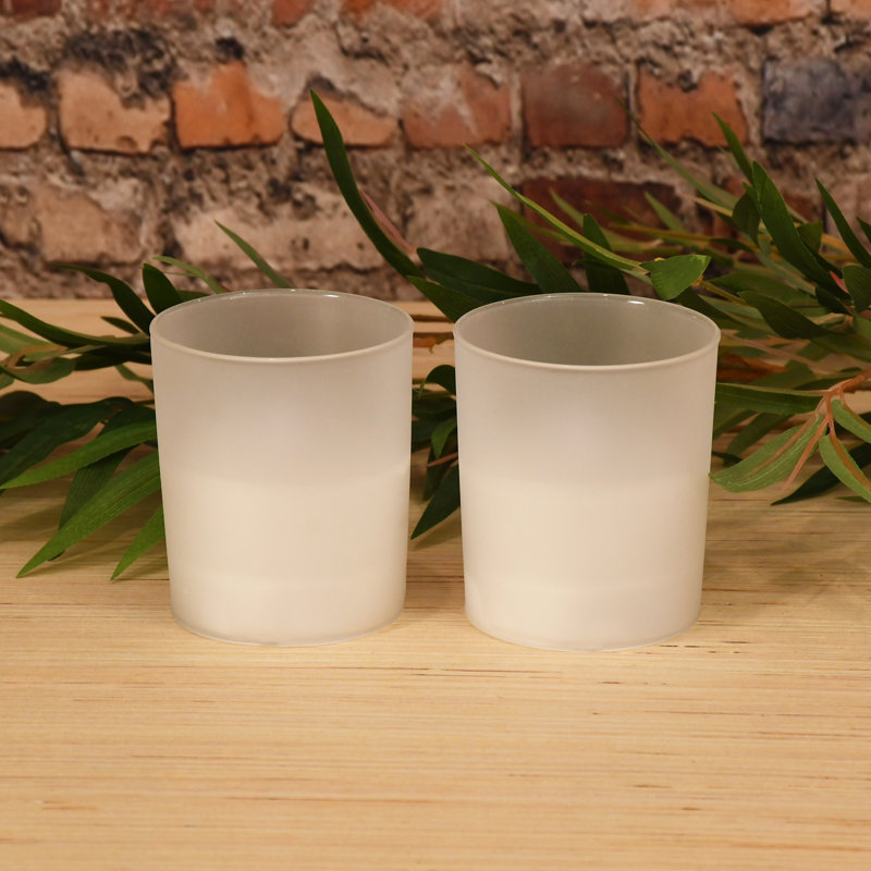 Bougies en verre DEL à piles avec flamme vacillante, givrée - 2 pièces