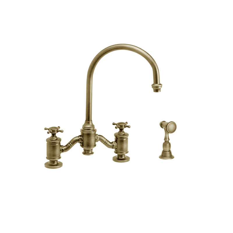 Hampton Bridge Faucet - Cross Handles, Antique Brass