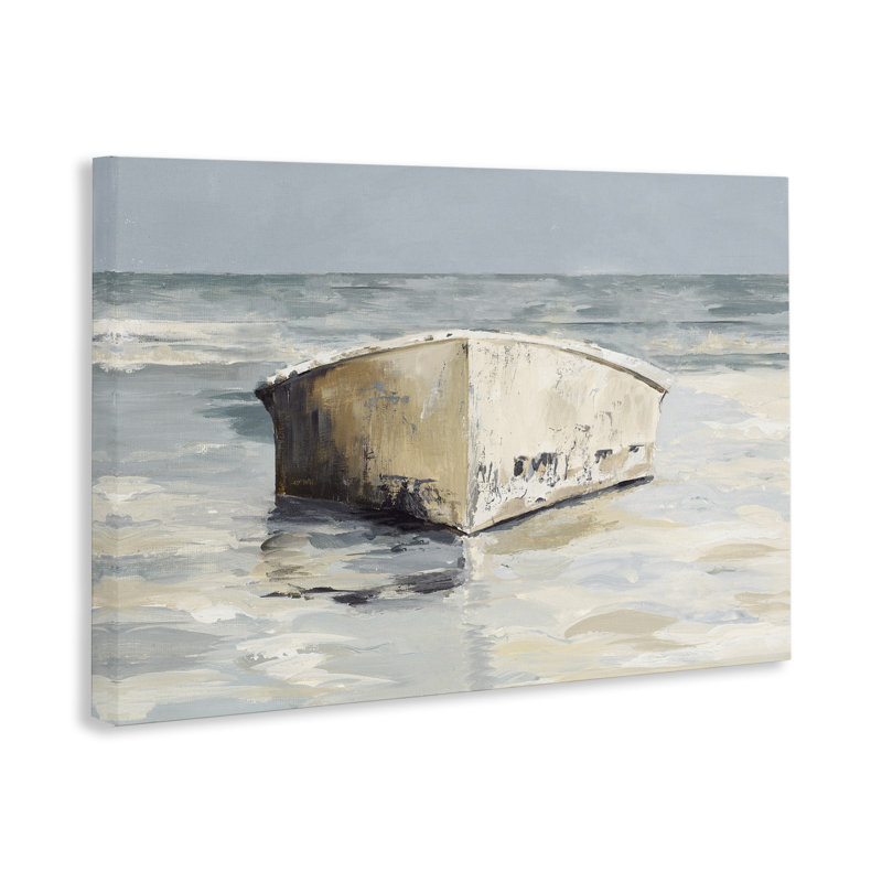 Art mural sur toile, "Bateau à l'abandon" par Patricia Pinto, H 16 po x l 24 po