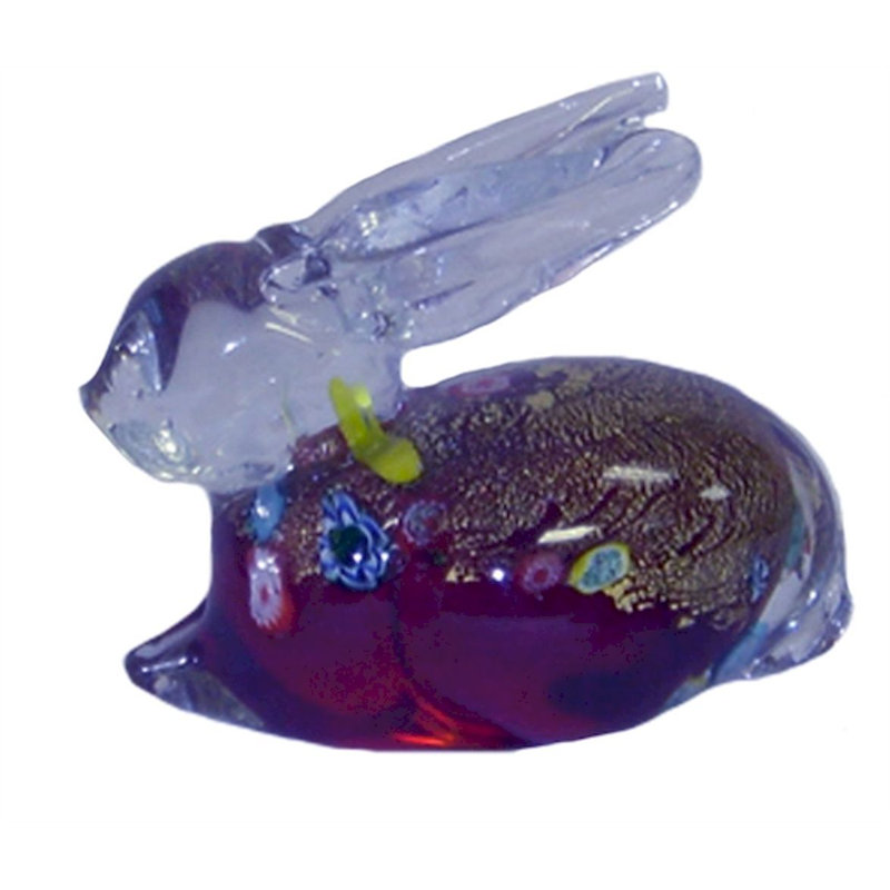 Lapin en verre avec figurine fleur Howells