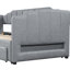 Lit de jour rembourré gris extensible de taille simple TG à très grand lit, avec deux tiroirs de rangement à DEL, structure en bois de pin-499457485
