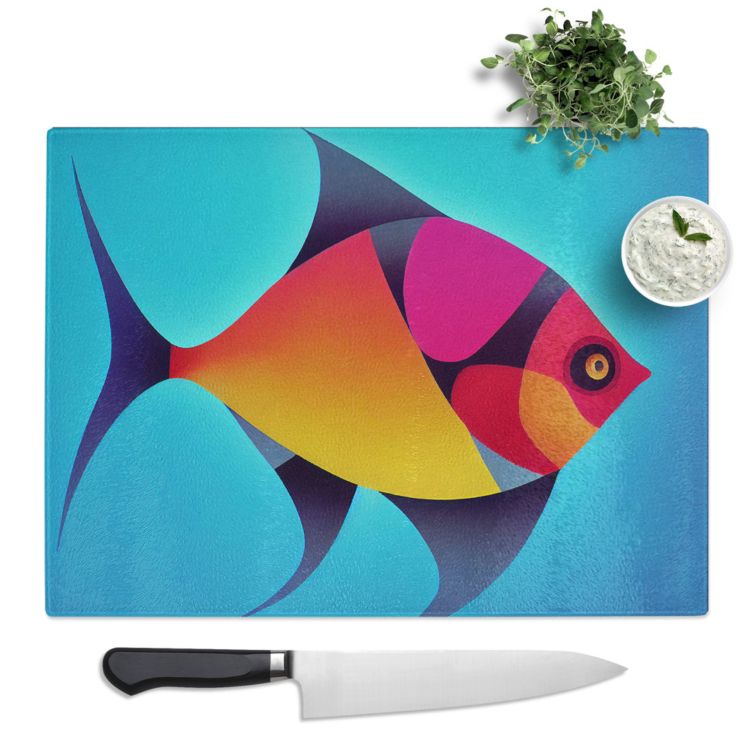Fish Abstract Art Vol.3  Glass Chopping Board