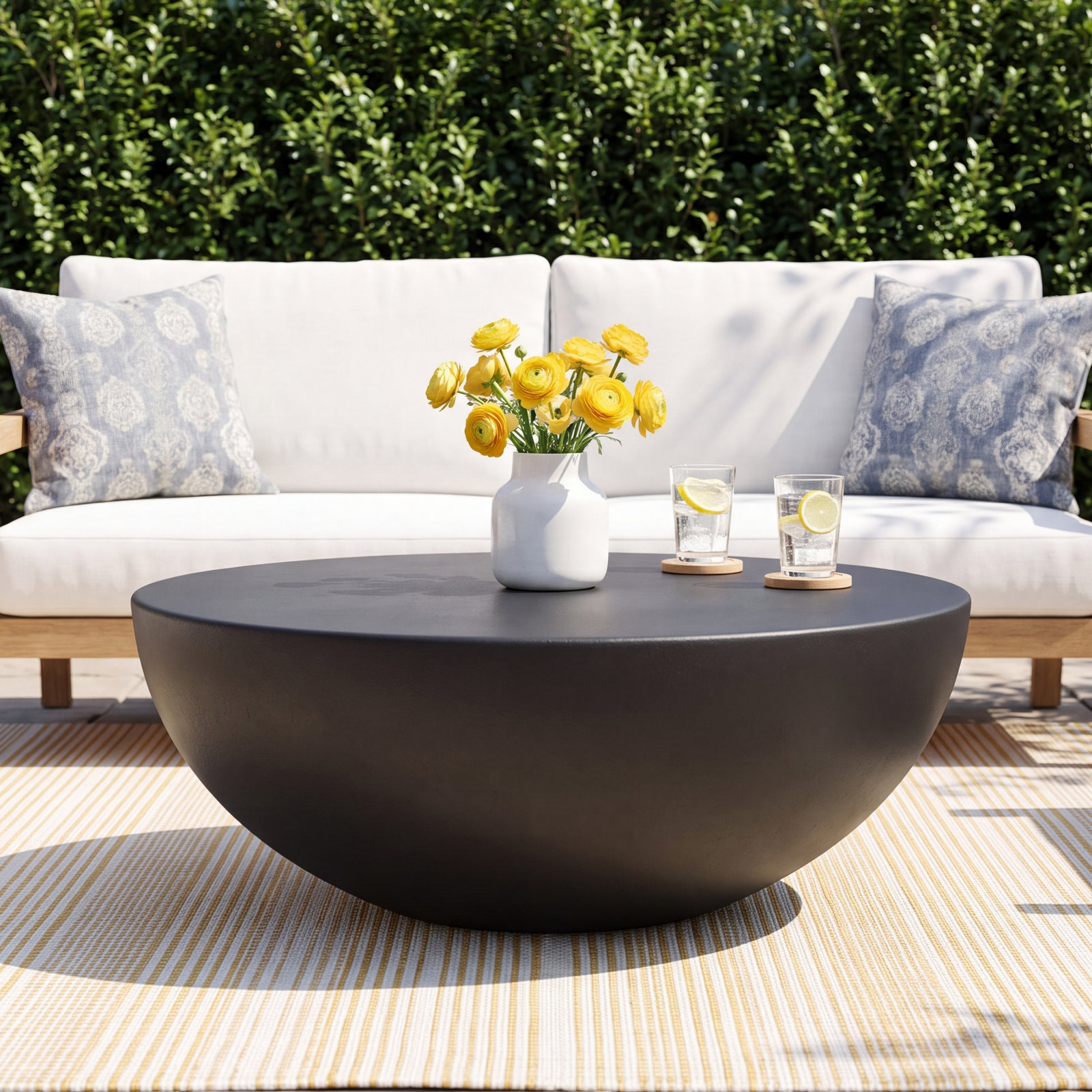 Lensey 47" Patio Table, Black