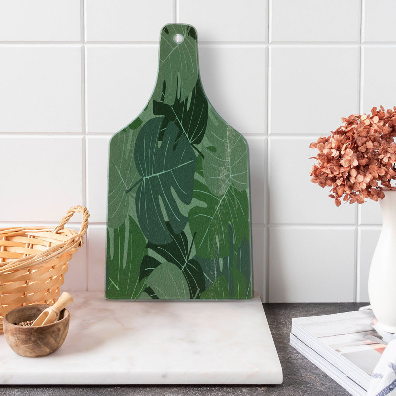 Planche à découper en verre trempé vert forêt Ambesonne