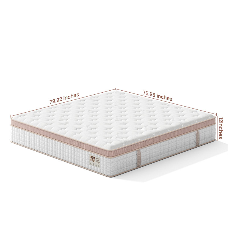 12"/14"Medium Hybrid Mattress with Pocket Springs & Cooling Gel Foam,Pressure Relief,Motion Isolation & Edge Support, King