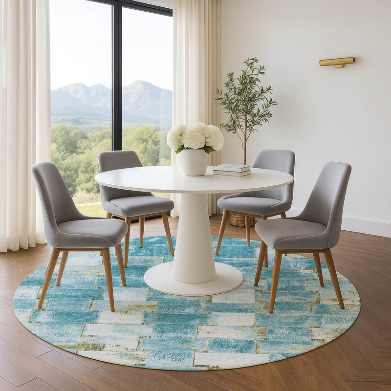 Premium Machine Washable Mouton Stripes Rug, Round 8'