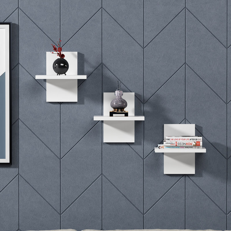 Stylish Wall Shelf, White, 10.0 x 6.9 x 10.0 inches | 100% Melamine Coated Particle Board, Thickness: 0.7 inches | Numerous Shelves, Easily Fixed to Wall | Perfect for Home Decor & Space-Saving Storage