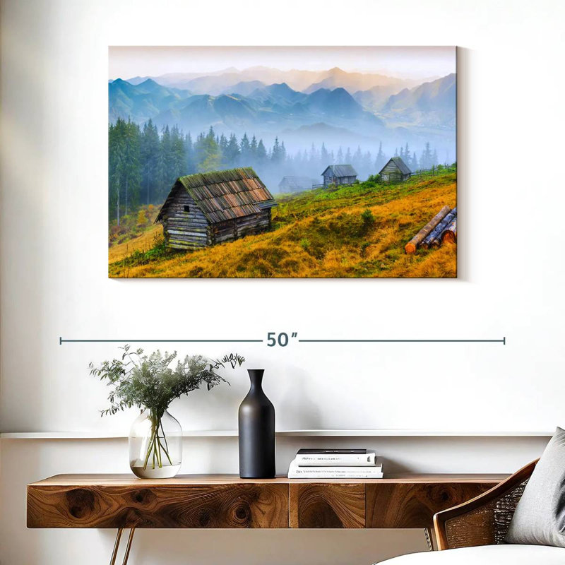 Alvord Hillside Log Cabins, 26" H x 39" W