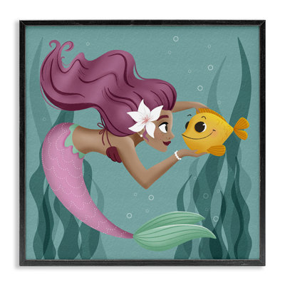 Mermaid & Fish Friends Framed Giclee, design by Sarah Hickman