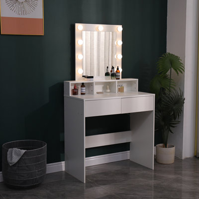 Osvald Makeup Dressing Table with Lighted Mirror