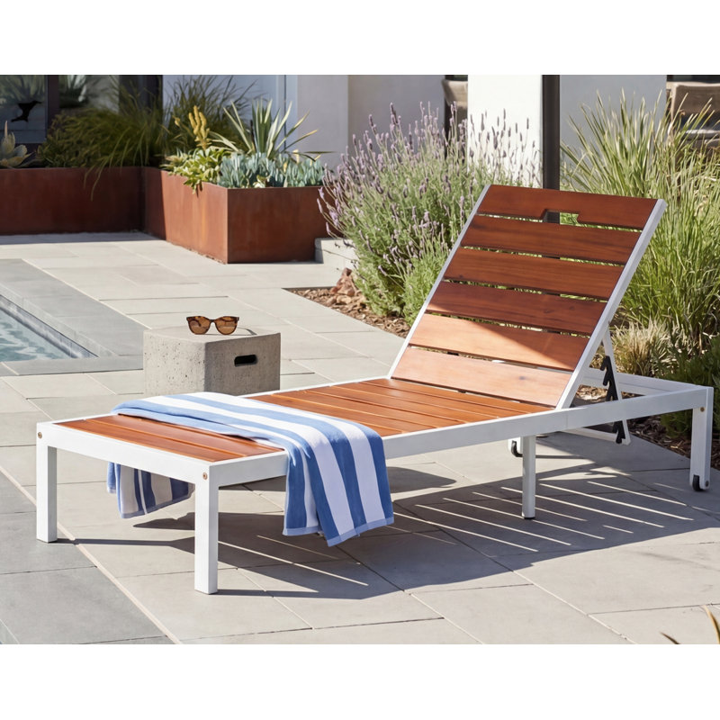 Méridiennes d'extérieur Fauteuil inclinable d'extérieur avec dossier réglable pour patio, bord de piscine, Blanc