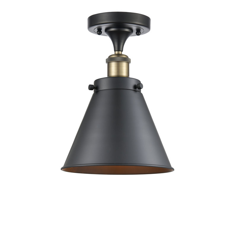 Plafonnier semi-encastré Allare, Laiton antique noir, Noir mat
