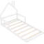 Lit simple pour chambre à coucher avec tête de lit blanche en forme de maison - Tête de lit en bois à utilisation à long terme, pin massif et bois massif, splendide-1834262058-1834262059
