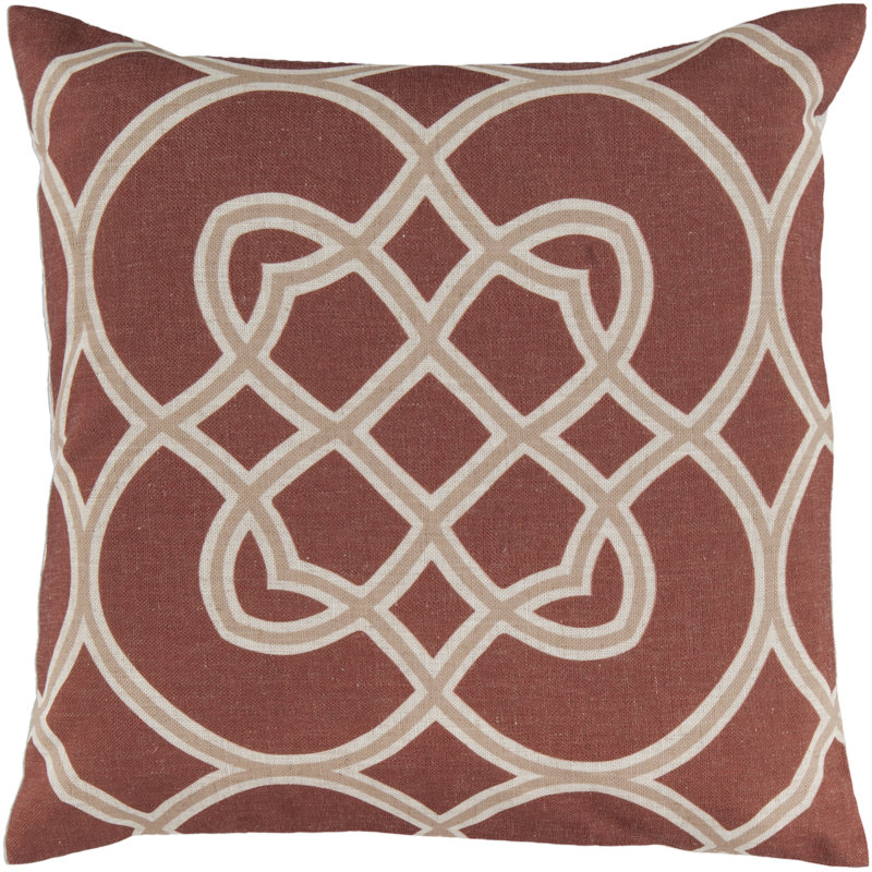 Geometric Throw Pillow, 22" H x 22" W x 4" D, Poppy Red / Elephant Gray / Parchment, Polyester