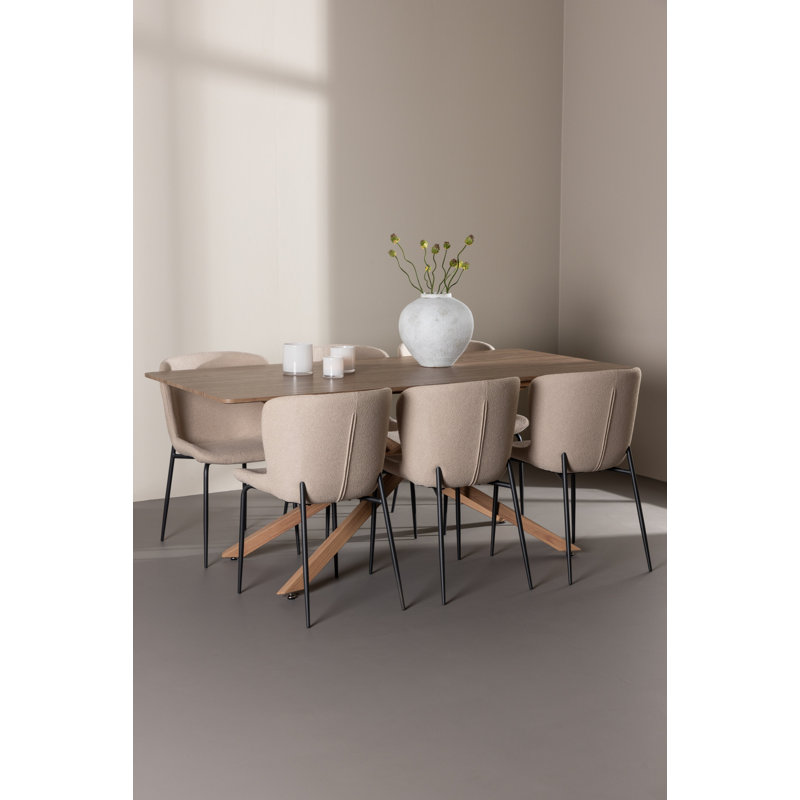 Nikali 6 - Person Dining Set, Beige, Beige
