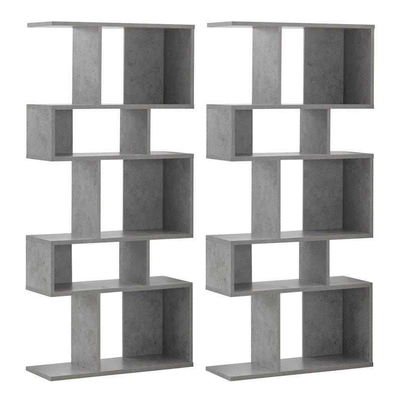 Bibliothèque géométrique H 70 po x l 31 po Wiltraud, Gris