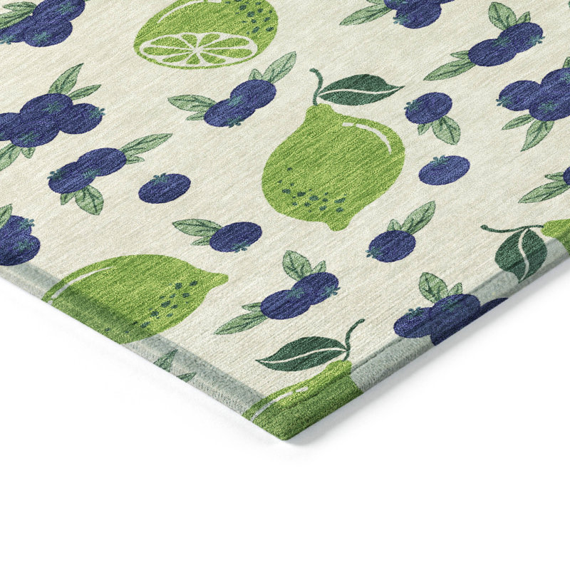 Machine Washable Indoor/Outdoor Adalaide ACN2354 Fruits Rug, Round 8'