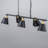 5-Light Kitchen Island Pendant Lighting, 35.4" Matte Black And Gold Linear Chandelier With Adjustable Hammered Metal Shades, Modern Farmhouse Dining Room Light Fixture, ETL Listed