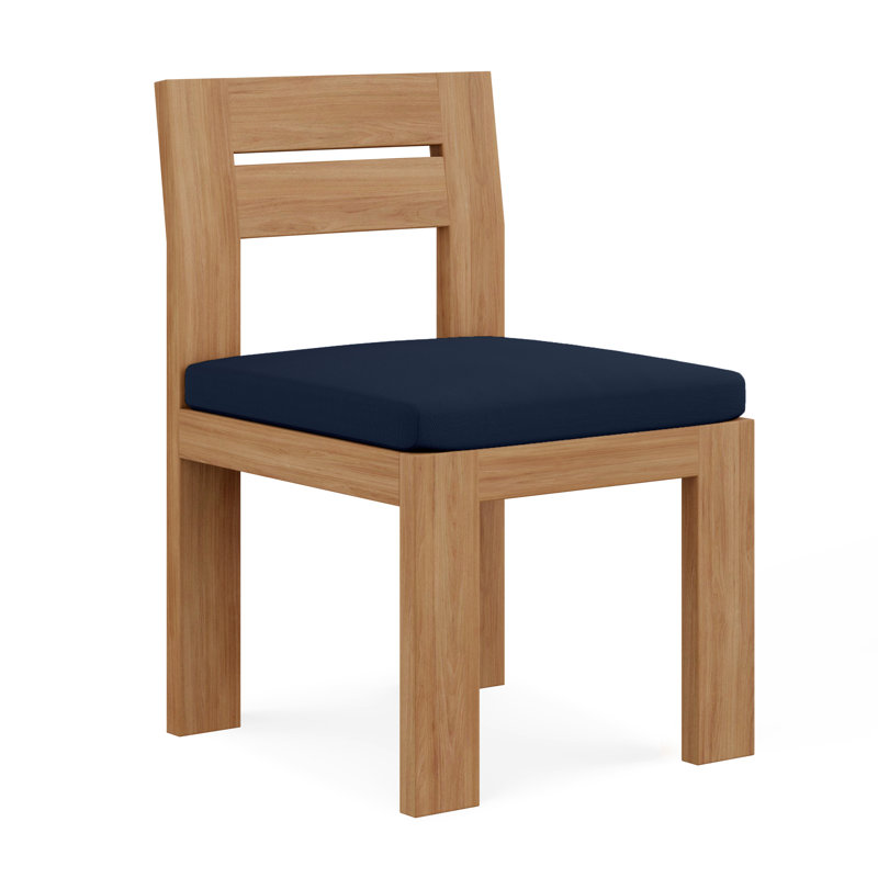 Outdoor Teak Dining Side Chair, Blue