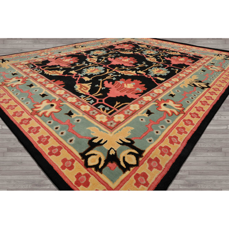 Tapis oriental multicolore en laine touffeté à la main, Rectangle 8' x 10"