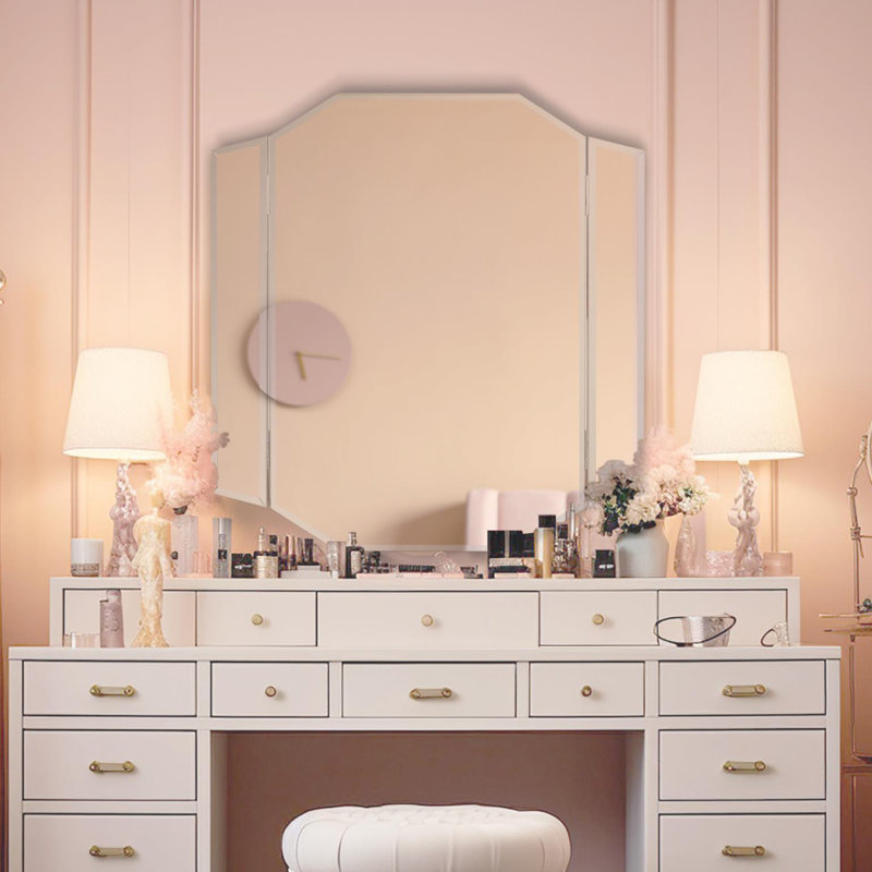 Ohemaa Contemporary Bi-Fold Curved Vanity Mirror