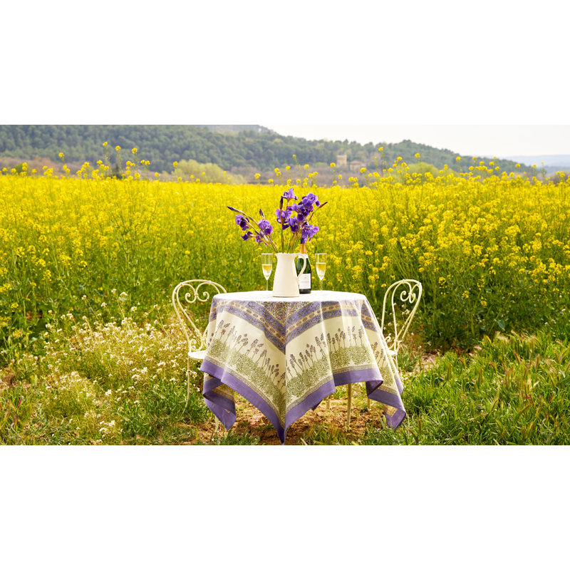 Lavender Handmade Floral Tablecloth, 59" W x 59" L