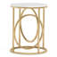 Table de bout ronde de 20 po pour le salon, table d'appoint en marbre moderne avec structure en métal doré, table d'appoint blanche et dorée, table de chevet étroite de 26 po de hauteur pour la chambre à coucher