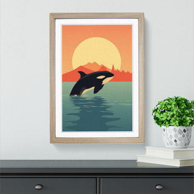 Orca Whale Minimalism 1 Piece Single Picture Frame Wall Art