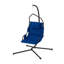 Balancelle suspendue avec structure et support en acier, fauteuil hamac avec accoudoirs rembourrés, tissu Oxford noir et bleu foncé