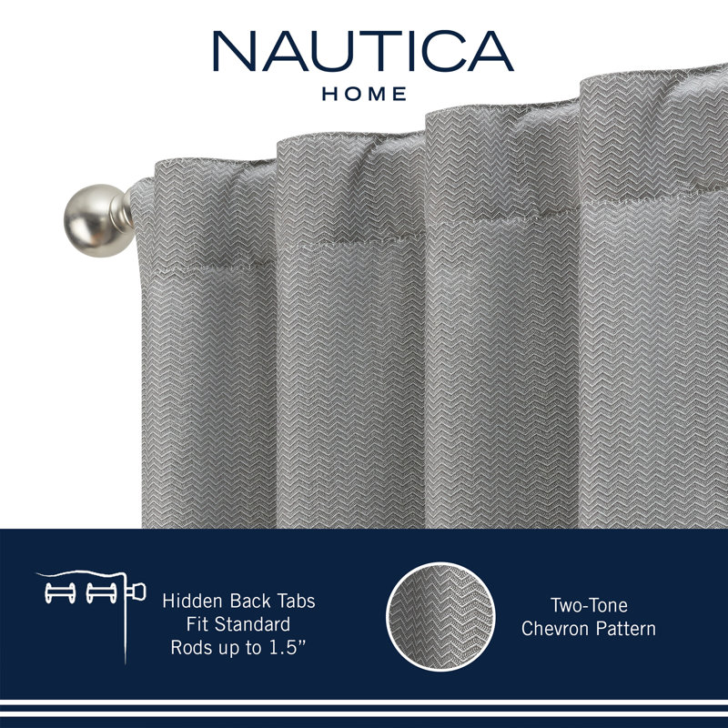 Charcoal Polyester Blackout Thermal Back Tab Curtains, 38" x 84"
