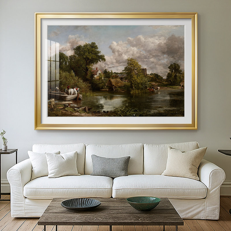 Le cheval blanc - John Constable - Toile tendue avec châssis 1819, 30 x 5 x 42,5, Impression encadrée, Doré